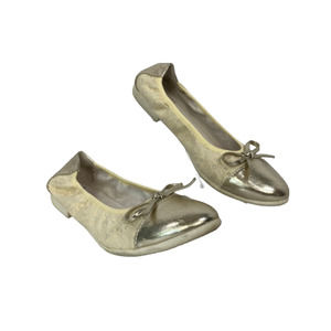 Lelli Kelly Shoes Girls‎ Sz 4.5 Ivory Eyelet Gold Leather Ballet Flats Cap Toe